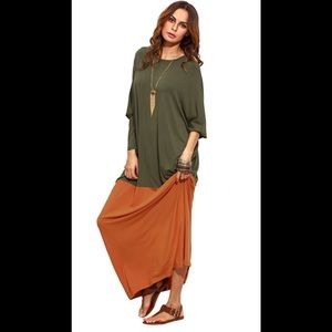 Women's Boho Color Block Casual Long Maxi Dress